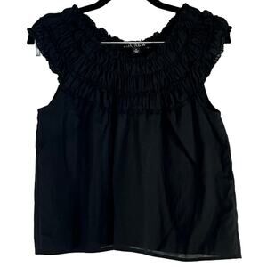 J Crew Black Sheer Smocked Scoop Neck Tank Size XS